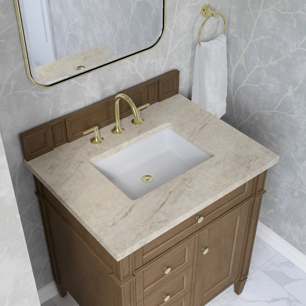 Brittany 30" Single Vanity, Pecan w/ 3 CM Tajnar Eclos Top, view 8