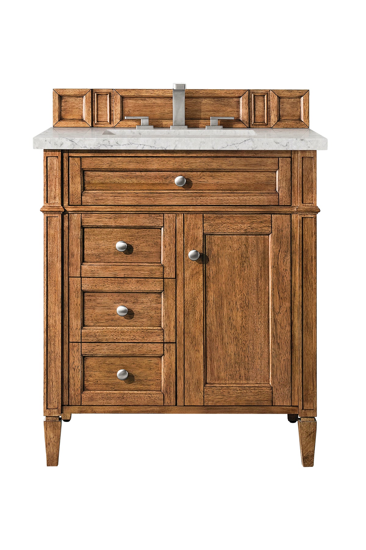 Brittany 30" Single Vanity, Saddle Brown, w/ 3 CM Eternal Jasmine Pearl Silestone Top