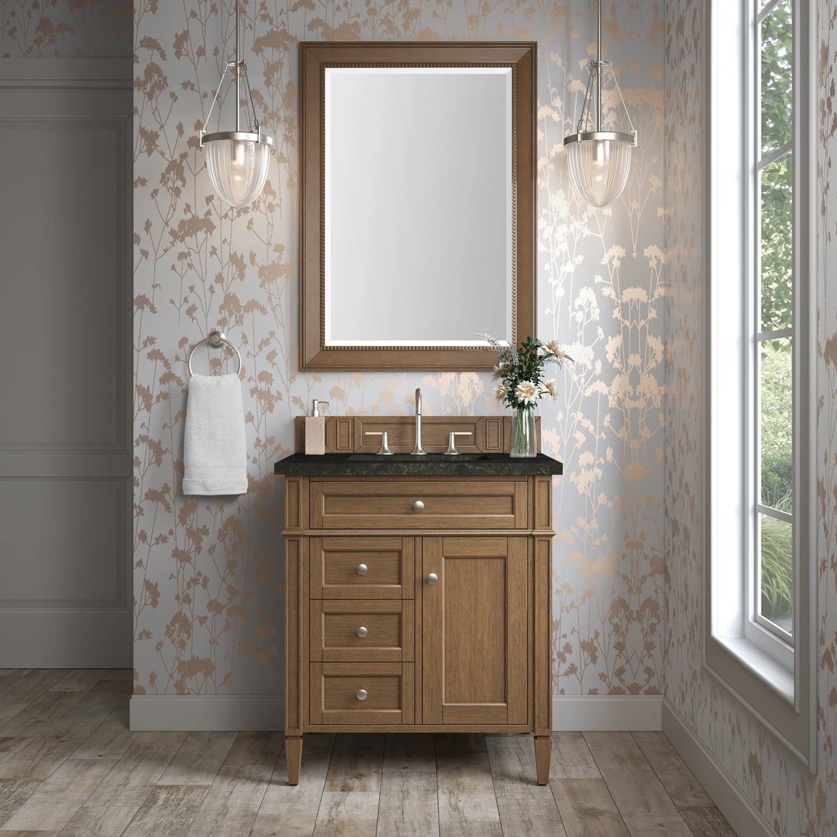Brittany 30" Single Vanity, Saddle Brown, w/ 3 CM Phantome Eclos Top, view 2