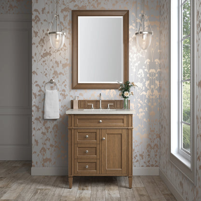 Brittany 30" Single Vanity, Saddle Brown, w/ 3 CM Siberian Silestone Top, view 2