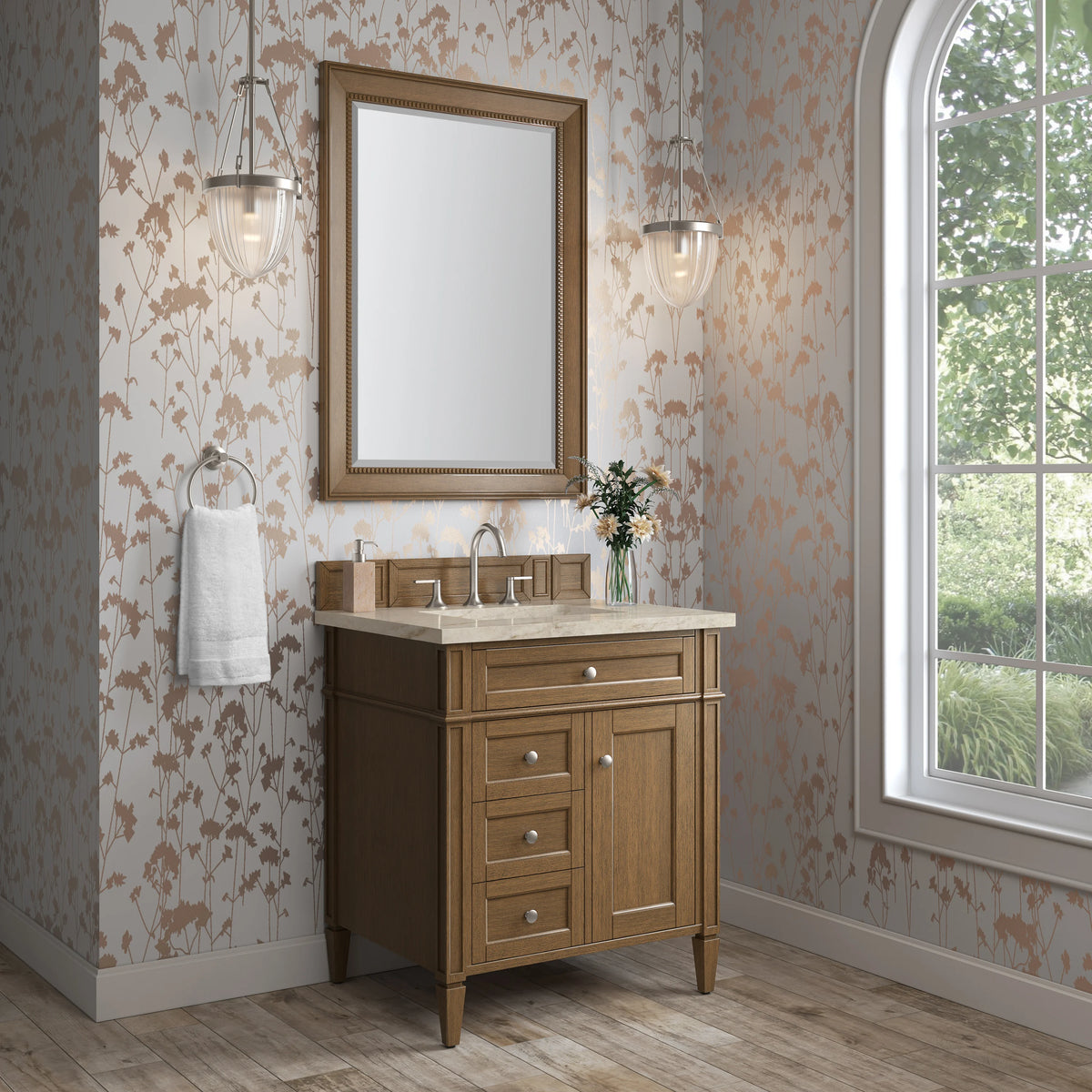 Brittany 30" Single Vanity, Saddle Brown, w/ 3 CM Tajnar Eclos Top, view 3