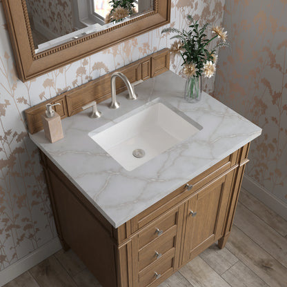 Brittany 30" Single Vanity, Saddle Brown, w/ 3 CM Victorian Silver Silestone Top, view 6