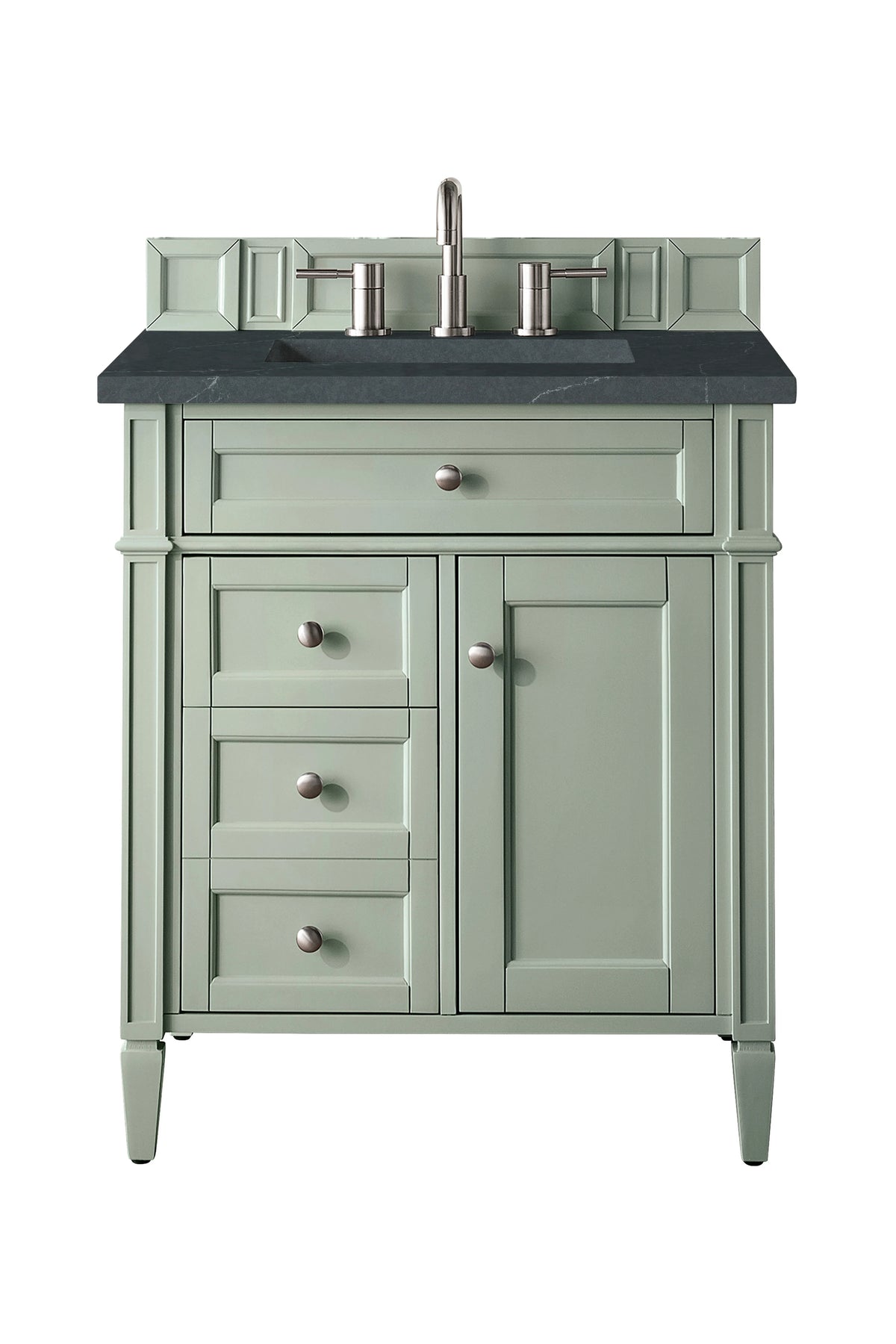 Brittany 30" Single Vanity, Sage Green, w/ 3 CM Charcoal Soapstone Silestone Top