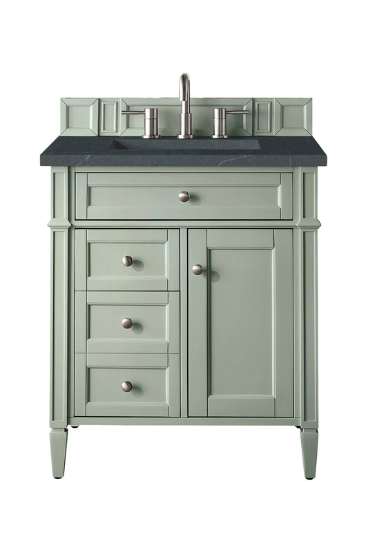 Brittany 30" Single Vanity, Sage Green, w/ 3 CM Charcoal Soapstone Silestone Top