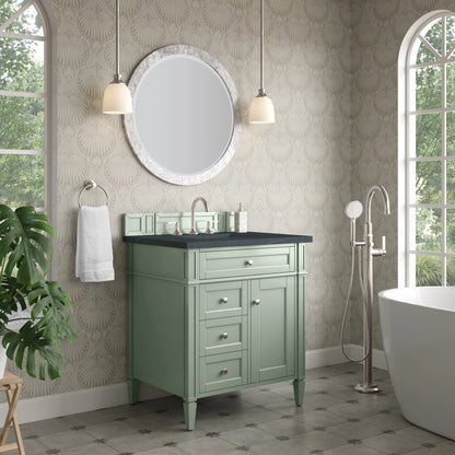 Brittany 30" Single Vanity, Sage Green, w/ 3 CM Charcoal Soapstone Silestone Top, view 3