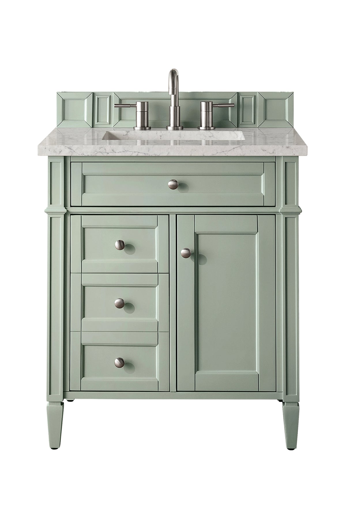 Brittany 30" Single Vanity, Sage Green, w/ 3 CM Eternal Jasmine Pearl Silestone Top