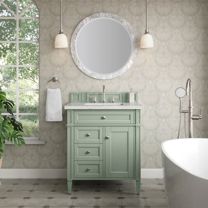 Brittany 30" Single Vanity, Sage Green, w/ 3 CM Eternal Jasmine Pearl Silestone Top, view 2