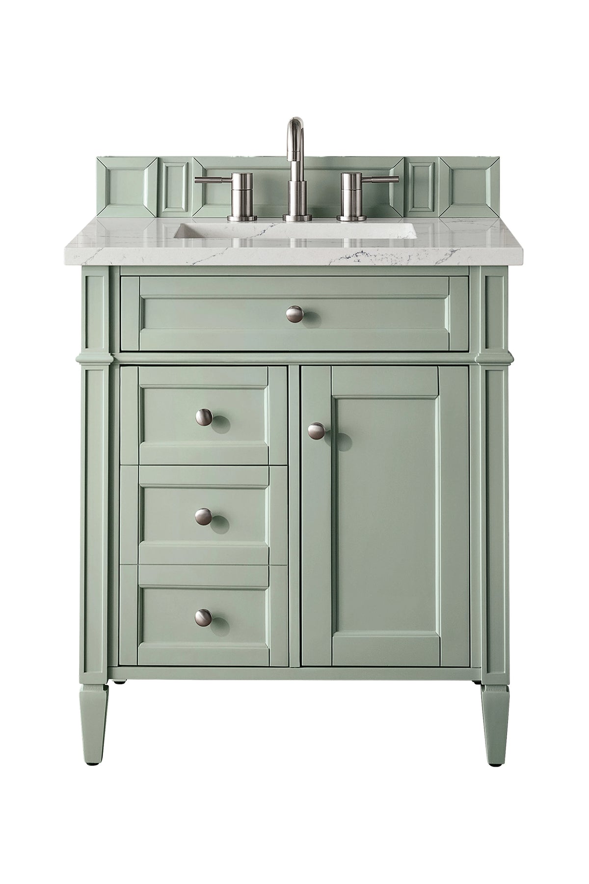 Brittany 30" Single Vanity, Sage Green, w/ 3 CM Ethereal Noctis Silestone Top