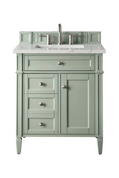 Brittany 30" Single Vanity, Sage Green, w/ 3 CM Ethereal Noctis Silestone Top