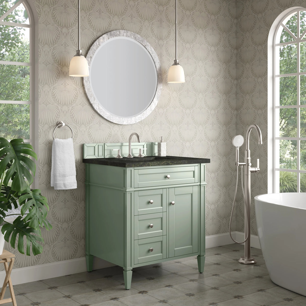 Brittany 30" Single Vanity, Sage Green, w/ 3 CM Phantome Eclos Top, view 3