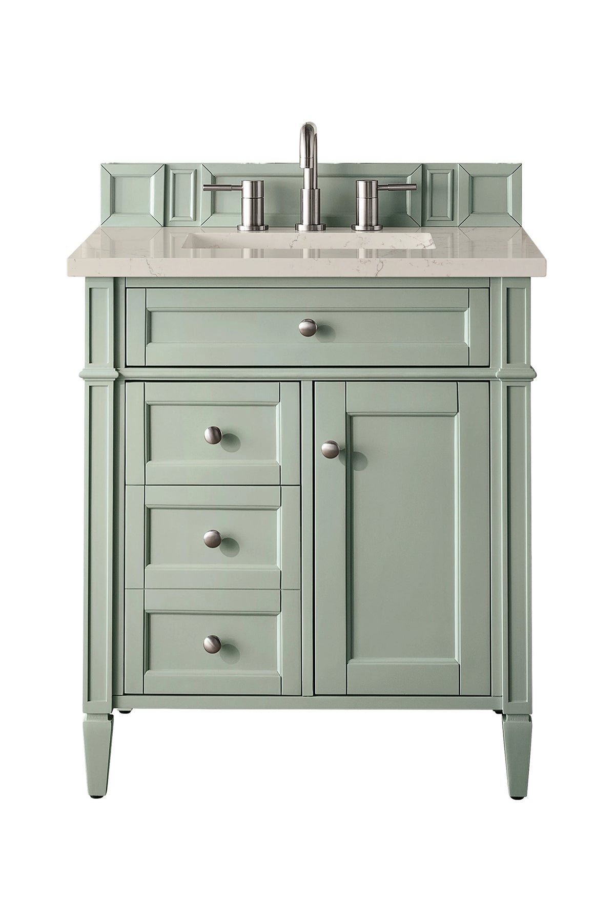 Brittany 30" Single Vanity, Sage Green, w/ 3 CM Siberian Silestone Top