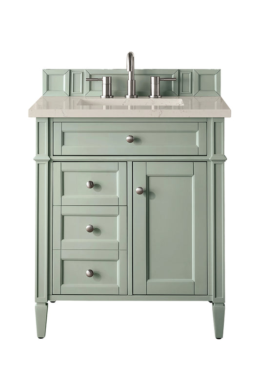 Brittany 30" Single Vanity, Sage Green, w/ 3 CM Siberian Silestone Top