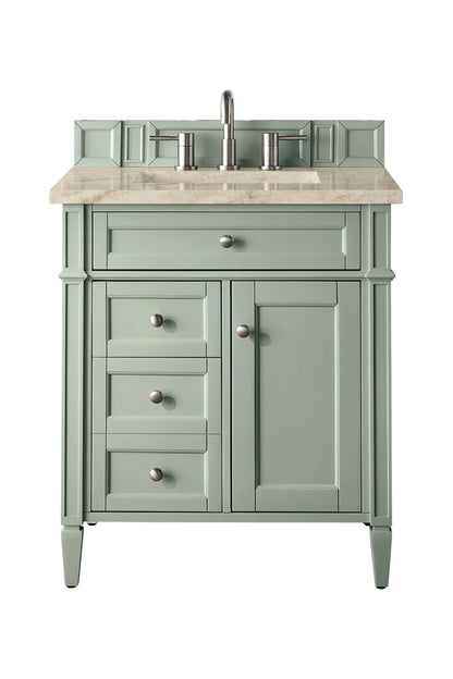 Brittany 30" Single Vanity, Sage Green, w/ 3 CM Tajnar Eclos Top