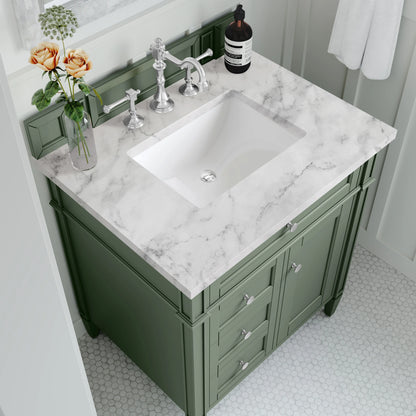 Brittany 30" Single Vanity, Smokey Celadon w/ 3 CM Carrara Marble Top, view 5