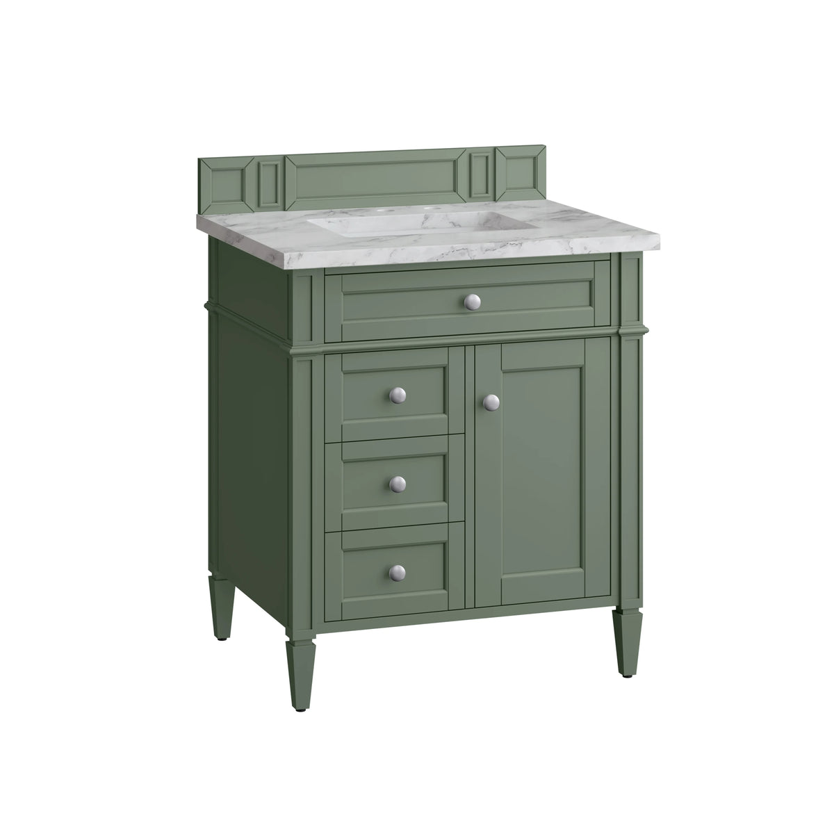 Brittany 30" Single Vanity, Smokey Celadon w/ 3 CM Carrara Marble Top, view 6