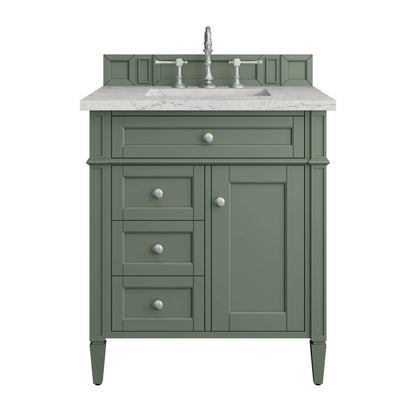 Brittany 30" Single Vanity, Smokey Celadon w/ 3 CM Eternal Jasmine Pearl Top
