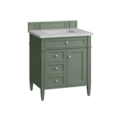Brittany 30" Single Vanity, Smokey Celadon w/ 3 CM Eternal Jasmine Pearl Top, view 6