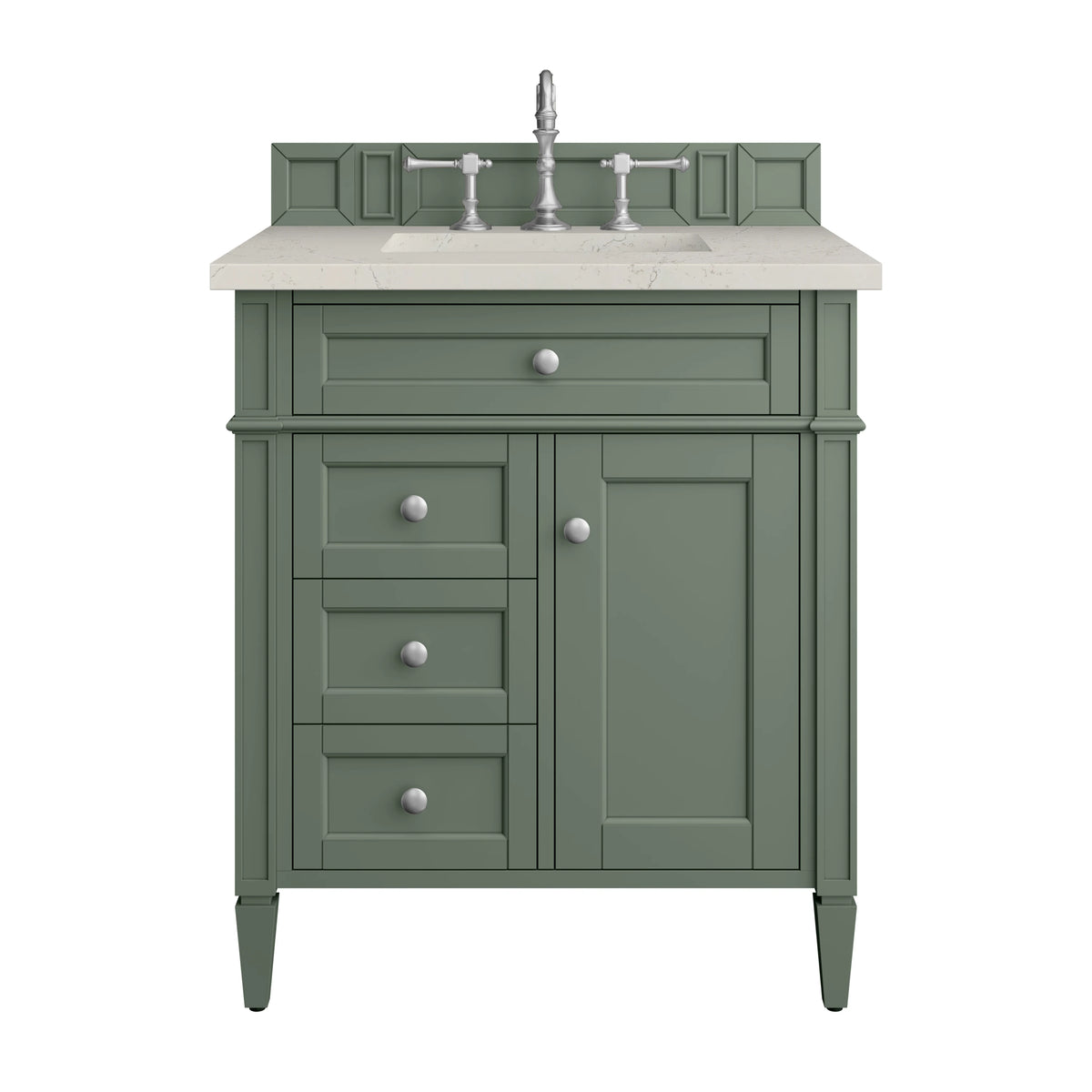 Brittany 30" Single Vanity, Smokey Celadon, w/ 3 CM Siberian Silestone Top