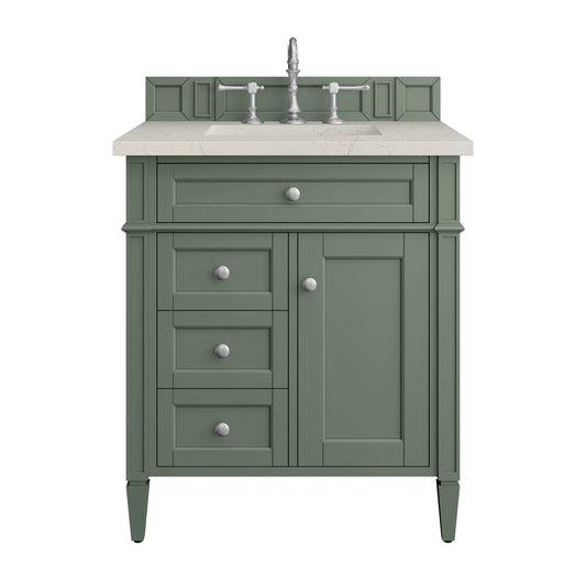 Brittany 30" Single Vanity, Smokey Celadon, w/ 3 CM Siberian Silestone Top