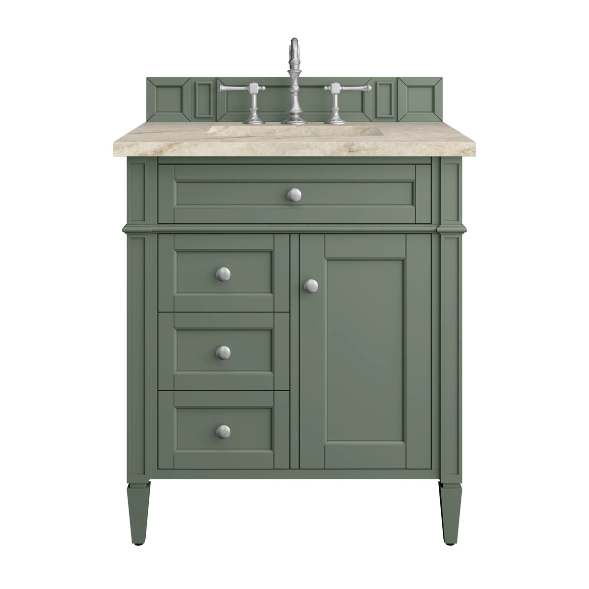 Brittany 30" Single Vanity, Smokey Celadon, w/ 3 CM Tajnar Eclos Top