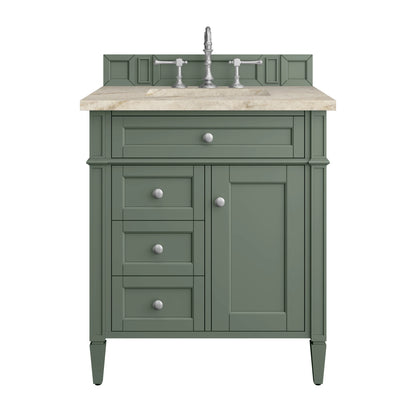 Brittany 30" Single Vanity, Smokey Celadon, w/ 3 CM Tajnar Eclos Top