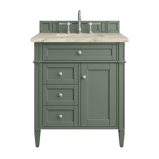 Brittany 30" Single Vanity, Smokey Celadon, w/ 3 CM Tajnar Eclos Top
