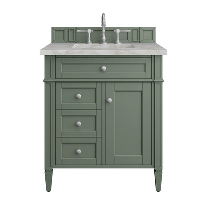 Brittany 30" Single Vanity, Smokey Celadon w/ 3 CM Victorian Silver Top