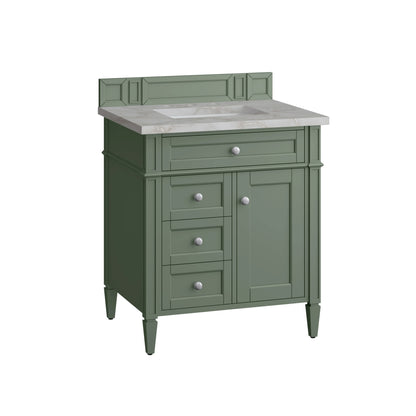 Brittany 30" Single Vanity, Smokey Celadon w/ 3 CM Victorian Silver Top, view 6