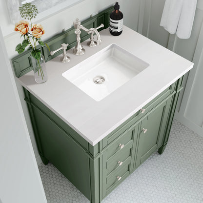 Brittany 30" Single Vanity, Smokey Celadon w/ 3 CM White Zeus Top, view 6