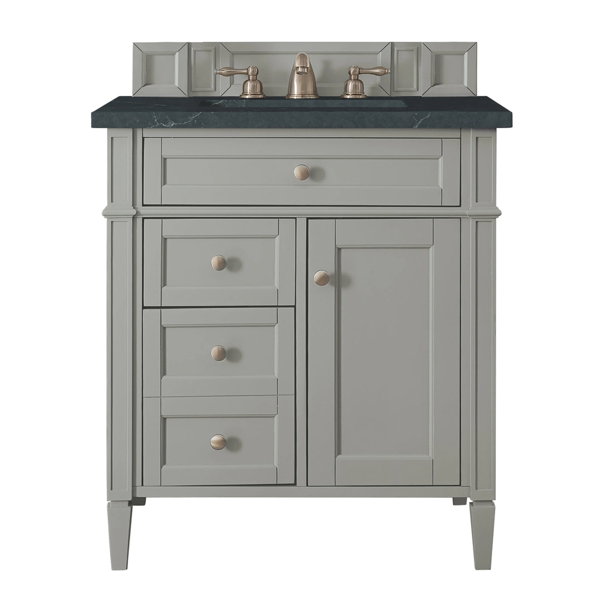 Brittany 30" Single Vanity, Urban Gray, w/ 3 CM Charcoal Soapstone Silestone Top