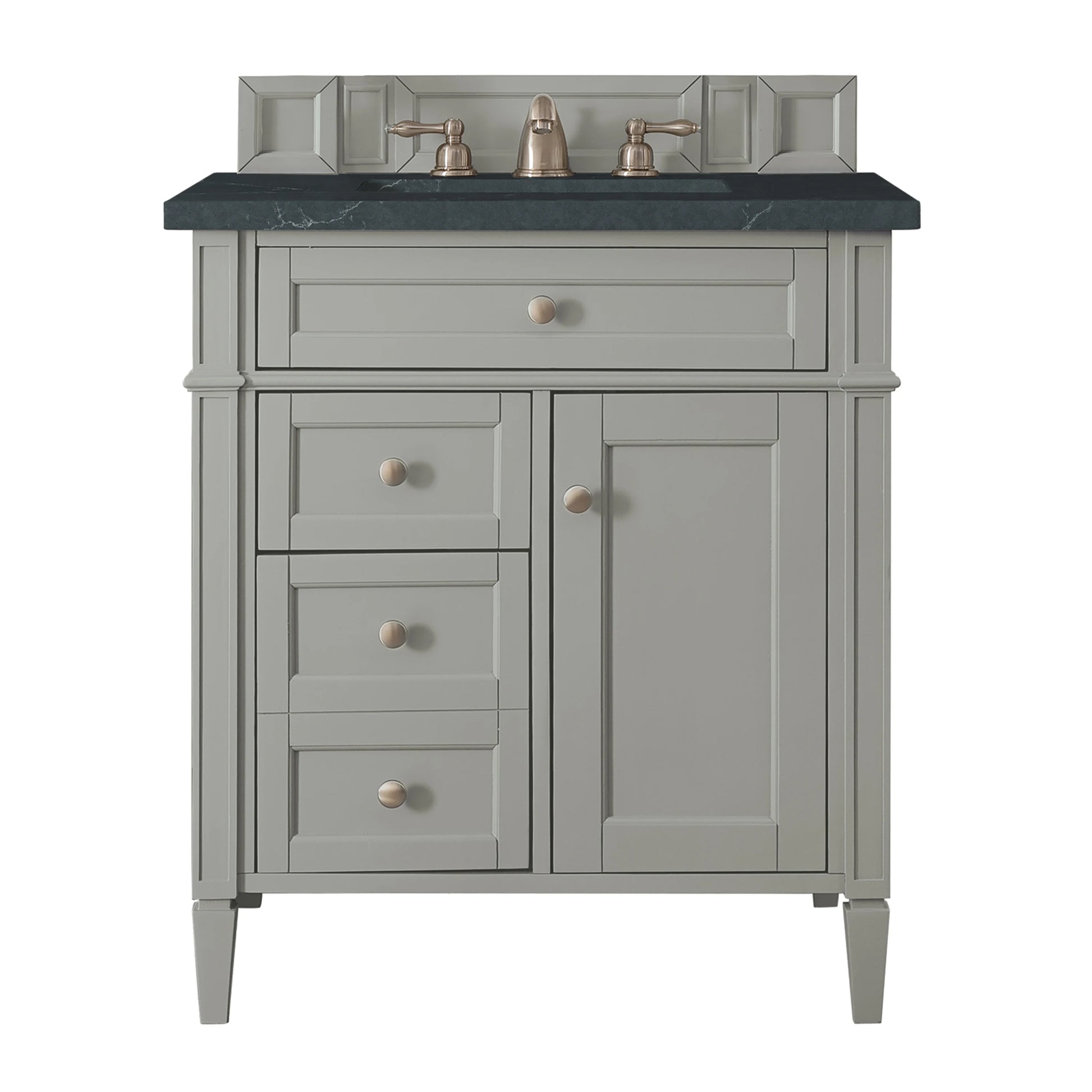 Brittany 30" Single Vanity, Urban Gray, w/ 3 CM Charcoal Soapstone Silestone Top