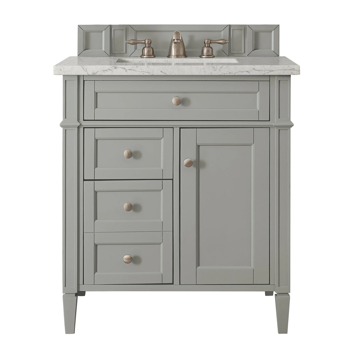 Brittany 30" Single Vanity, Urban Gray, w/ 3 CM Eternal Jasmine Pearl Silestone Top