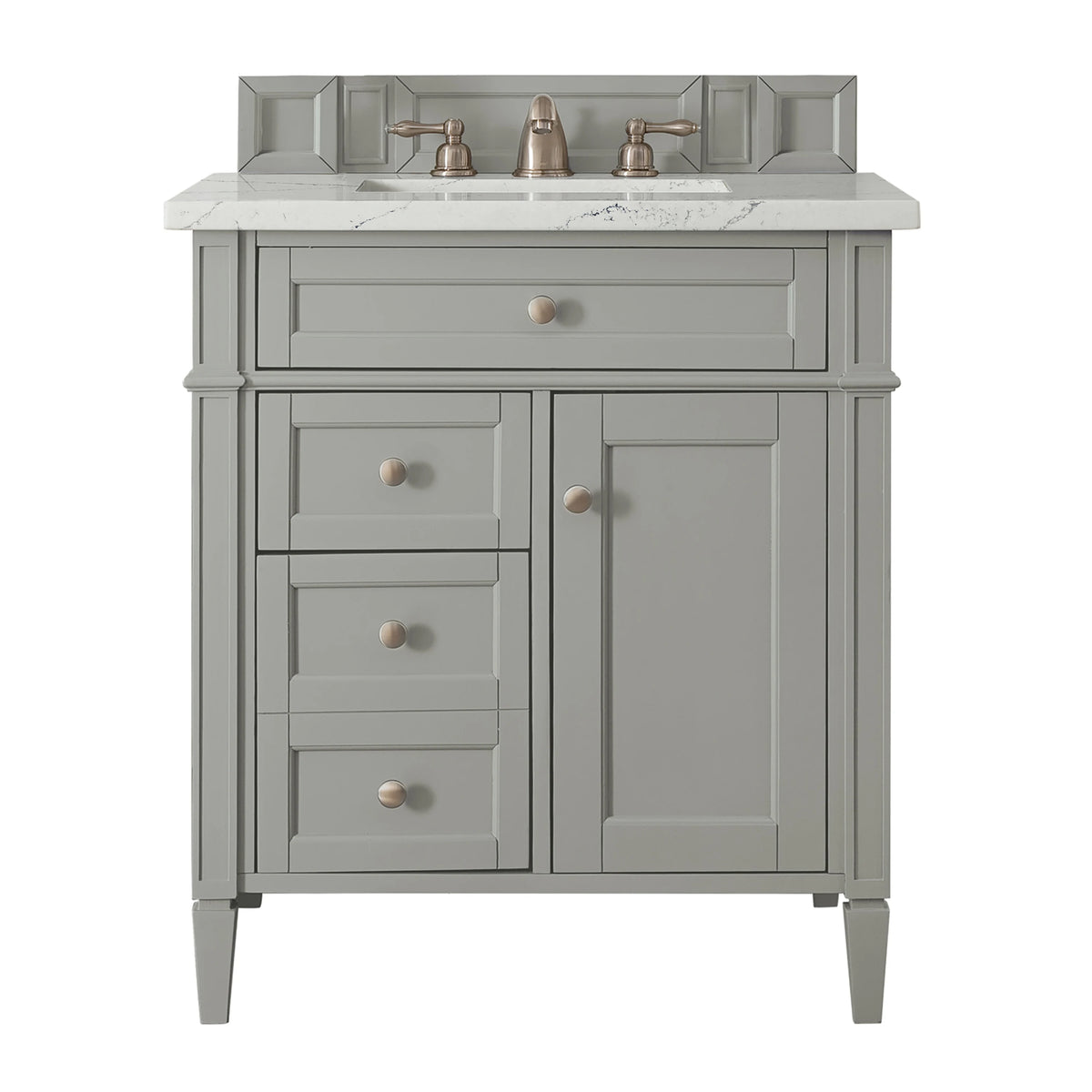 Brittany 30" Single Vanity, Urban Gray, w/ 3 CM Ethereal Noctis Silestone Top