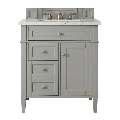 Brittany 30" Single Vanity, Urban Gray, w/ 3 CM Ethereal Noctis Silestone Top