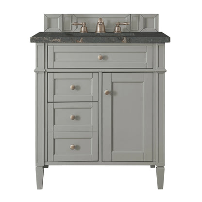 Brittany 30" Single Vanity, Urban Gray, w/ 3 CM Parisien Bleu Silestone Top