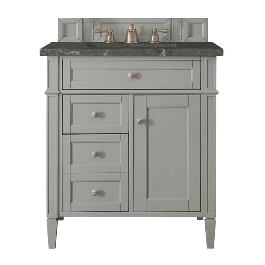 Brittany 30" Single Vanity, Urban Gray, w/ 3 CM Parisien Bleu Silestone Top