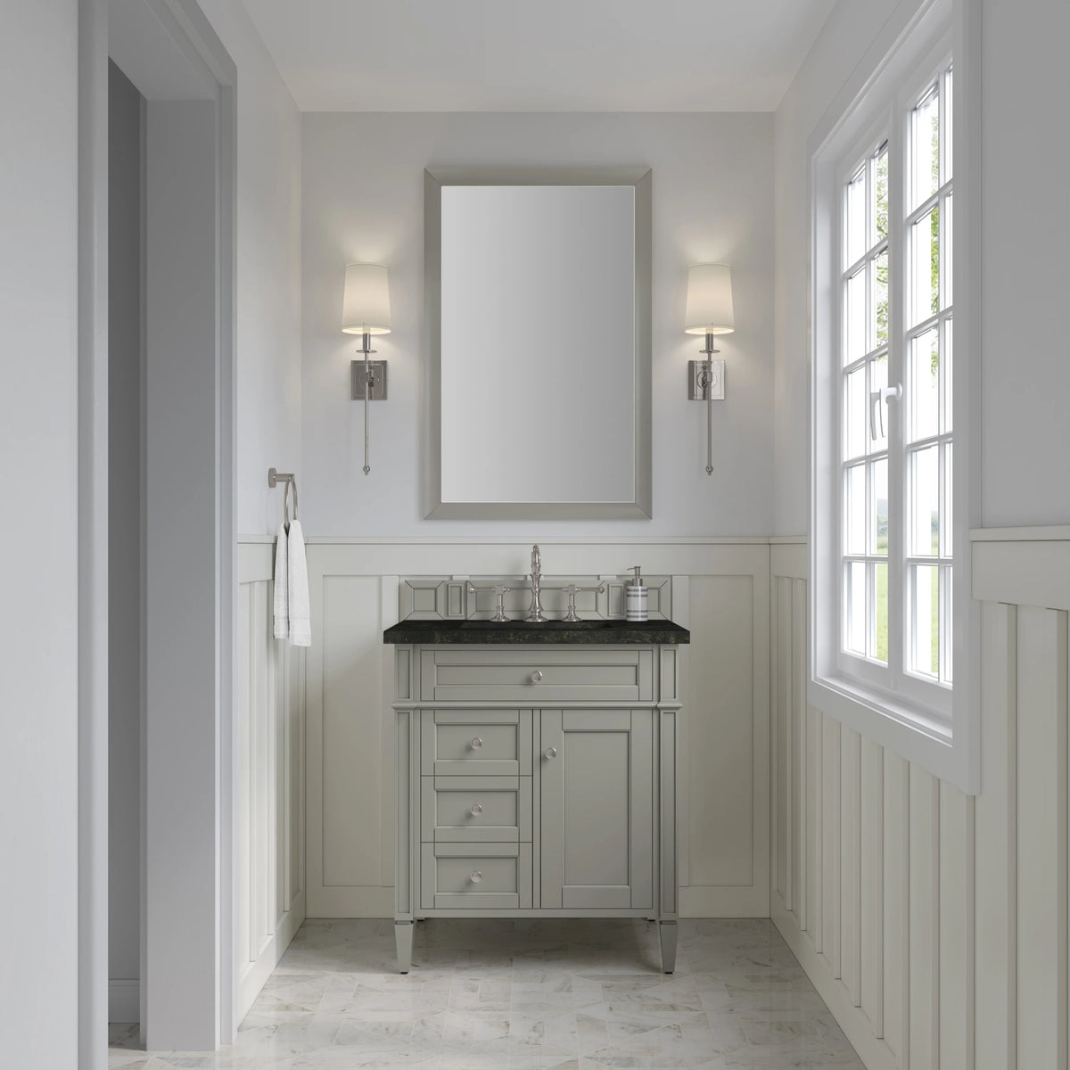 Brittany 30" Single Vanity, Urban Gray, w/ 3 CM Phantome Eclos Top, view 2