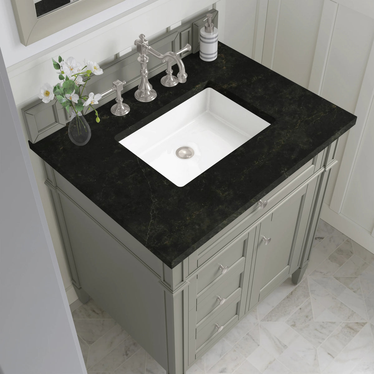 Brittany 30" Single Vanity, Urban Gray, w/ 3 CM Phantome Eclos Top, view 5