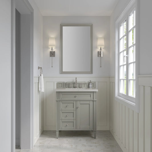 Brittany 30" Single Vanity, Urban Gray, w/ 3 CM Siberian Silestone Top, view 2
