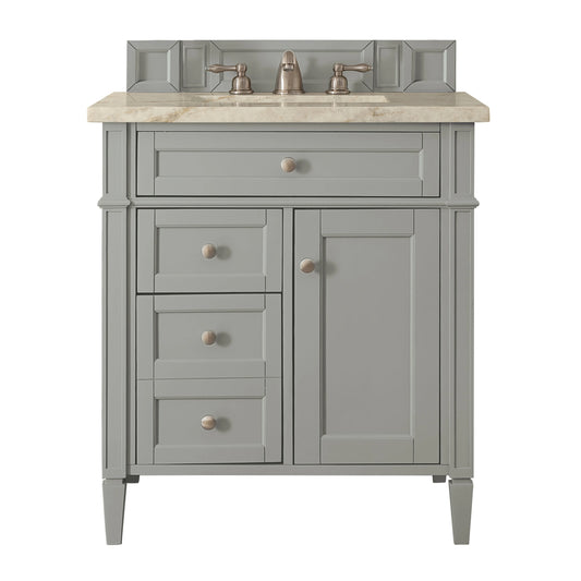 Brittany 30" Single Vanity, Urban Gray, w/ 3 CM Tajnar Eclos Top