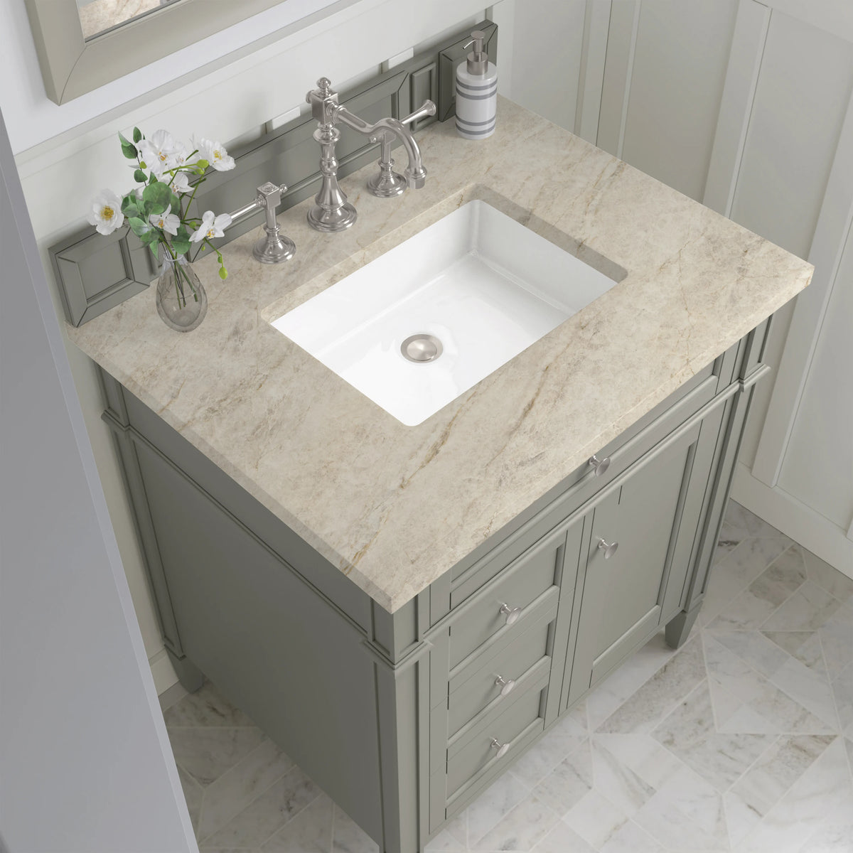 Brittany 30" Single Vanity, Urban Gray, w/ 3 CM Tajnar Eclos Top, view 5