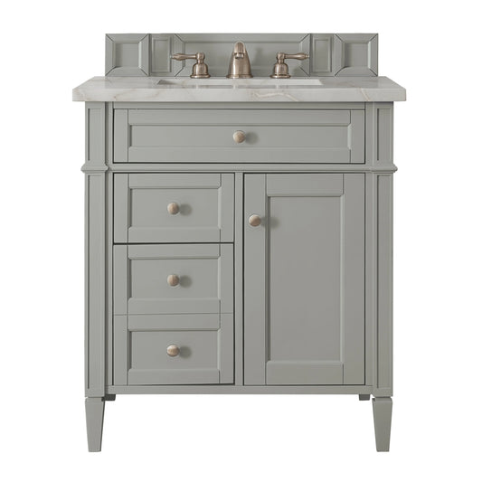 Brittany 30" Single Vanity, Urban Gray, w/ 3 CM Victorian Silver Silestone Top