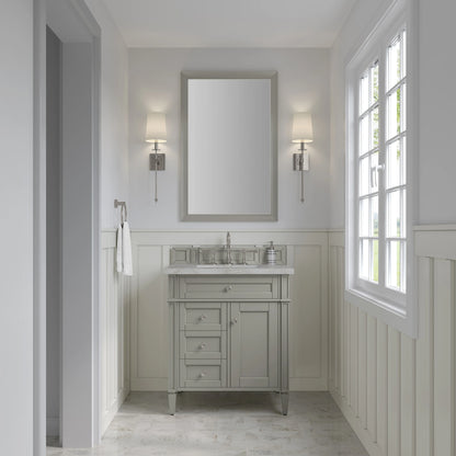 Brittany 30" Single Vanity, Urban Gray, w/ 3 CM Victorian Silver Silestone Top, view 2