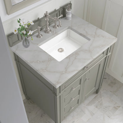 Brittany 30" Single Vanity, Urban Gray, w/ 3 CM Victorian Silver Silestone Top, view 6