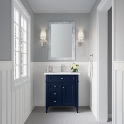 Brittany 30" Single Vanity, Victory Blue w/ Single Hole 3 CM White Zeus Silestone Top & Backsplash, view 2