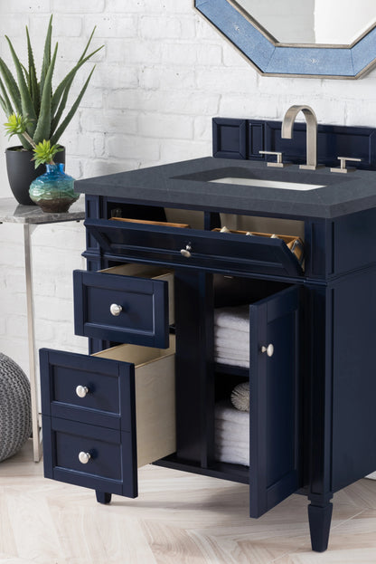 Brittany 30" Single Vanity, Victory Blue w/ 3 CM Charcoal Soapstone Silestone Top, view 4