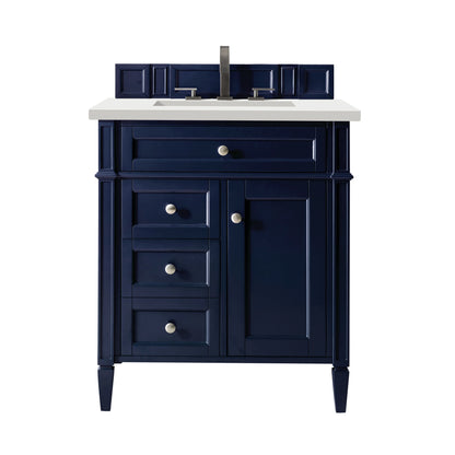 Brittany 30" Single Vanity, Victory Blue w/ 3 CM White Zeus Silestone Top