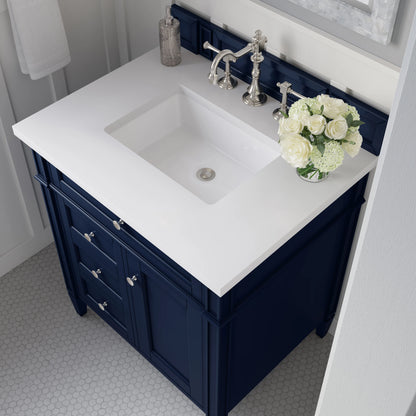 Brittany 30" Single Vanity, Victory Blue w/ 3 CM White Zeus Silestone Top, view 6
