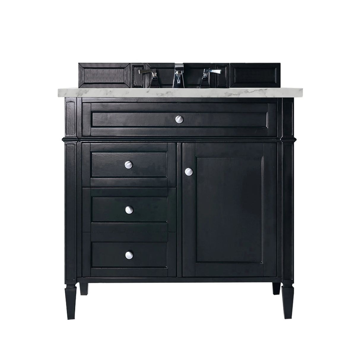 Brittany 36" Single Vanity, Black Onyx w/ 3 CM Carrara Marble Top