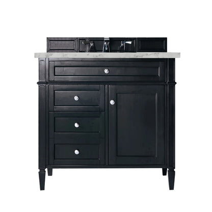 Brittany 36" Single Vanity, Black Onyx w/ 3 CM Carrara Marble Top